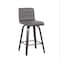 Armen Living Vienna 26" Swivel Counter Stool in Black Wood Finish with Gray Faux Leather LCVIBAGRBL26 - alternate 1